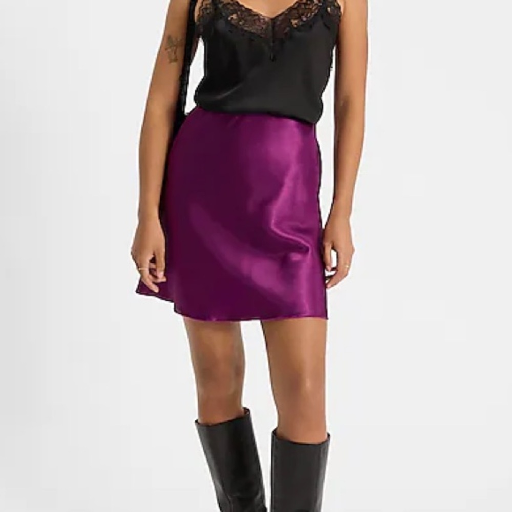 Express satin mini skirt in purple